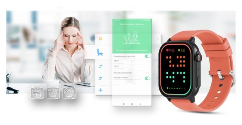 Gravity Smartwatch Gravity GT15-3 Czerwony Pasek Silikonowy + Czarna Bransoleta