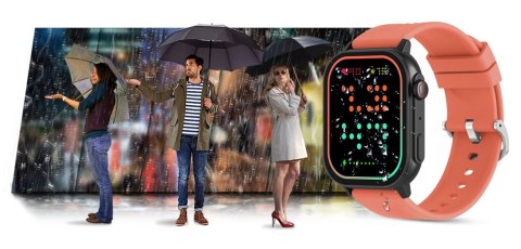 Gravity Smartwatch Gravity GT15-3 Czerwony Pasek Silikonowy + Czarna Bransoleta