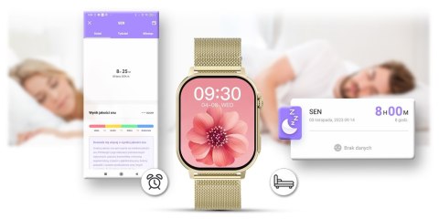 Gravity Smartwatch Gravity GT15-7 Różowy Pasek Silikonowy + Złota Bransoleta