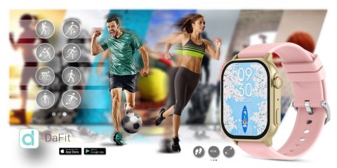 Gravity Smartwatch Gravity GT15-7 Różowy Pasek Silikonowy + Złota Bransoleta