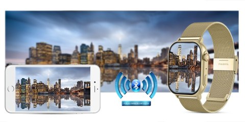 Gravity Smartwatch Gravity GT15-7 Różowy Pasek Silikonowy + Złota Bransoleta