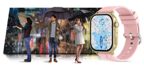 Gravity Smartwatch Gravity GT15-7 Różowy Pasek Silikonowy + Złota Bransoleta