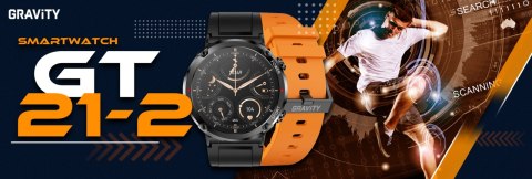 Gravity Smartwatch Gravity GT21-2 + Pomarańczowy Pasek Silikonowy