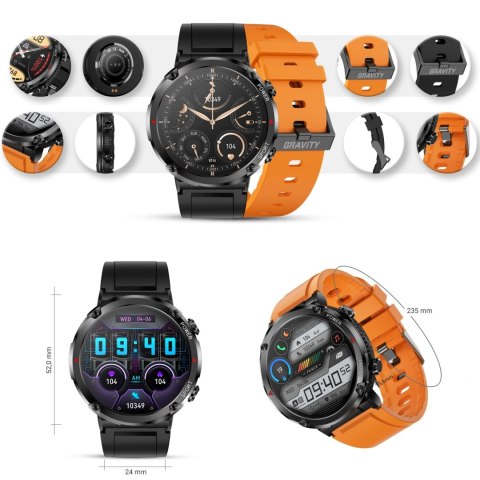 Gravity Smartwatch Gravity GT21-2 + Pomarańczowy Pasek Silikonowy