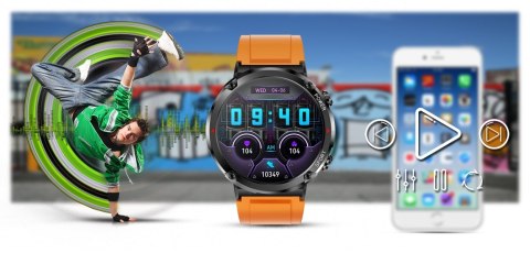 Gravity Smartwatch Gravity GT21-2 + Pomarańczowy Pasek Silikonowy