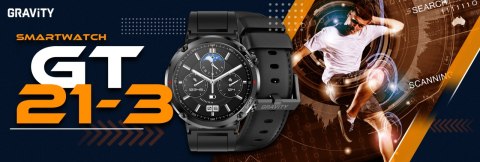 Gravity Smartwatch Gravity GT21-3 + Czarny Pasek Silikonowy