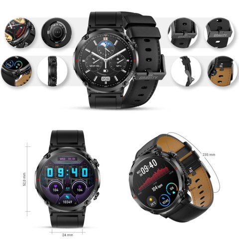 Gravity Smartwatch Gravity GT21-3 + Czarny Pasek Silikonowy