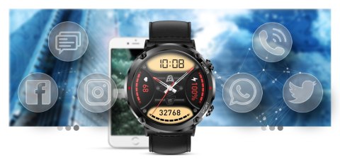 Gravity Smartwatch Gravity GT21-3 + Czarny Pasek Silikonowy
