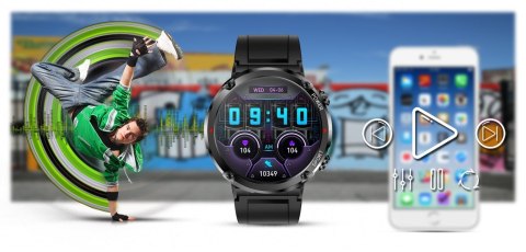 Gravity Smartwatch Gravity GT21-3 + Czarny Pasek Silikonowy