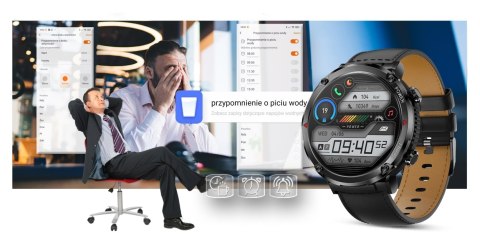 Gravity Smartwatch Gravity GT21-3 + Czarny Pasek Silikonowy