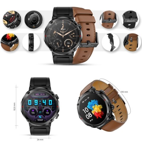 Gravity Smartwatch Gravity GT21-4 + Czarny Pasek Silikonowy