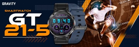 Gravity Smartwatch Gravity GT21-5 + Granatowy Pasek Silikonowy