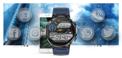Gravity Smartwatch Gravity GT21-5 + Granatowy Pasek Silikonowy