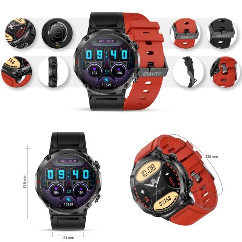 Gravity Smartwatch Gravity GT21-6 + Czerwony Pasek Silikonowy