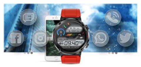 Gravity Smartwatch Gravity GT21-6 + Czerwony Pasek Silikonowy