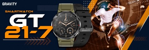 Gravity Smartwatch Gravity GT21-7 + Czarny Pasek Silikonowy
