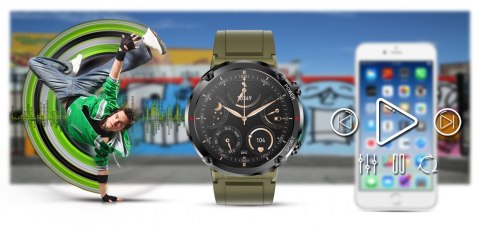 Gravity Smartwatch Gravity GT21-7 + Czarny Pasek Silikonowy