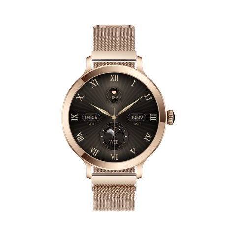 VELTORI Smartwatch Damski VELTORI VT340-1 Złota Bransoleta + Różowy Pasek Silikonowy