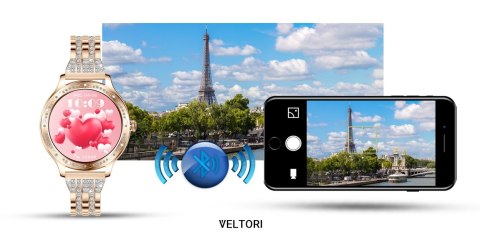 VELTORI Smartwatch Damski VELTORI VT350-1 Bransoleta Różowe Złoto