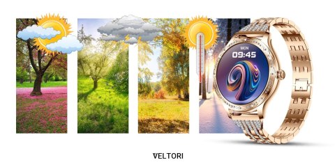 VELTORI Smartwatch Damski VELTORI VT350-1 Bransoleta Różowe Złoto