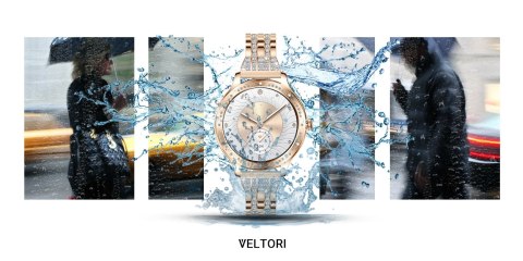 VELTORI Smartwatch Damski VELTORI VT350-1 Bransoleta Różowe Złoto