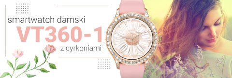 VELTORI Smartwatch Damski VELTORI VT360-1 Różowy Pasek Silikonowy