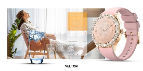VELTORI Smartwatch Damski VELTORI VT360-1 Różowy Pasek Silikonowy