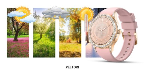VELTORI Smartwatch Damski VELTORI VT360-1 Różowy Pasek Silikonowy