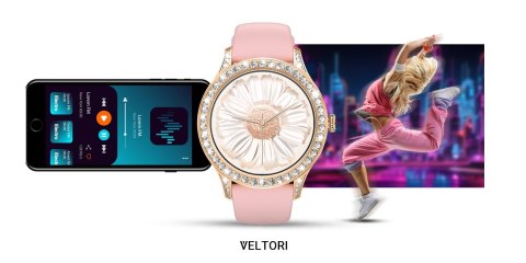 VELTORI Smartwatch Damski VELTORI VT360-1 Różowy Pasek Silikonowy