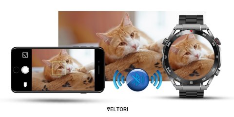 VELTORI Smartwatch VELTORI VT100-1 + Czarny Pasek Silikonowy + Czarny Eko Skóra