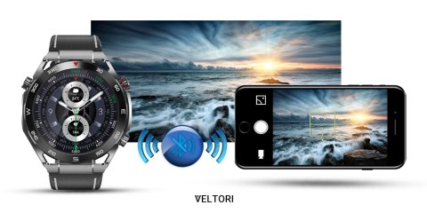 VELTORI Smartwatch VELTORI VT100-1 + Czarny Pasek Silikonowy + Czarny Eko Skóra