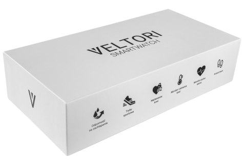 VELTORI Smartwatch VELTORI VT100-1 + Czarny Pasek Silikonowy + Czarny Eko Skóra