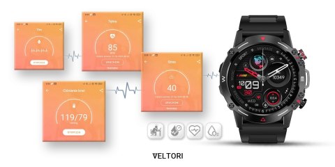 VELTORI Smartwatch VELTORI VT110-1 Czarny Pasek Silikonowy