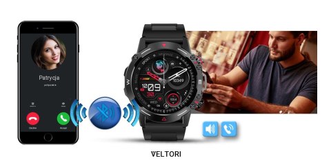 VELTORI Smartwatch VELTORI VT110-1 Czarny Pasek Silikonowy