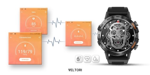 VELTORI Smartwatch VELTORI VT120-1 Czarny Pasek Silikonowy