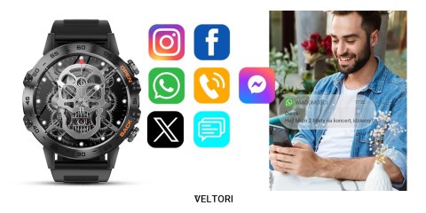 VELTORI Smartwatch VELTORI VT120-1 Czarny Pasek Silikonowy
