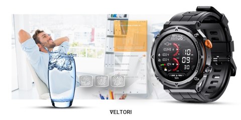 VELTORI Smartwatch VELTORI VT130-1 Czarny Pasek Silikonowy