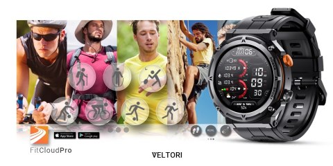 VELTORI Smartwatch VELTORI VT130-1 Czarny Pasek Silikonowy