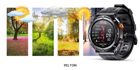 VELTORI Smartwatch VELTORI VT130-1 Czarny Pasek Silikonowy