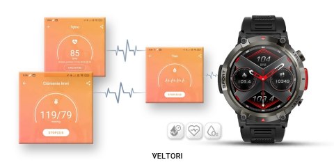VELTORI Smartwatch VELTORI VT140-1 Czarny Pasek Silikonowy