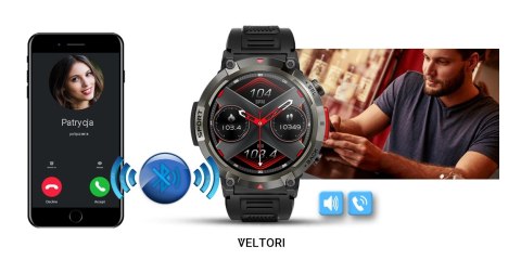 VELTORI Smartwatch VELTORI VT140-1 Czarny Pasek Silikonowy