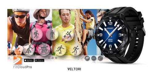 VELTORI Smartwatch VELTORI VT150-1 Czarny Pasek Silikonowy + Czarna Bransoleta
