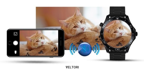 VELTORI Smartwatch VELTORI VT150-1 Czarny Pasek Silikonowy + Czarna Bransoleta