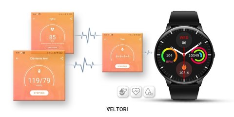 VELTORI Smartwatch VELTORI VT160-1 Czarny Pasek Silikonowy
