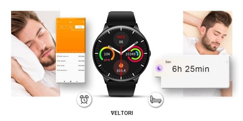 VELTORI Smartwatch VELTORI VT160-1 Czarny Pasek Silikonowy