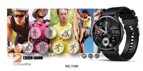 VELTORI Smartwatch VELTORI VT160-1 Czarny Pasek Silikonowy