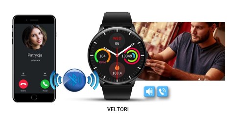 VELTORI Smartwatch VELTORI VT160-1 Czarny Pasek Silikonowy