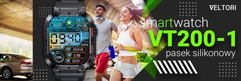 VELTORI Smartwatch VELTORI VT200-1 Czarny Pasek Silikonowy