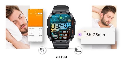 VELTORI Smartwatch VELTORI VT200-1 Czarny Pasek Silikonowy