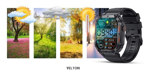 VELTORI Smartwatch VELTORI VT200-1 Czarny Pasek Silikonowy
